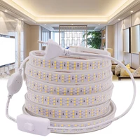 220v led strip light 2835 276ledsm waterproof flexible ribbon rope with switch smd5050 60 led tape diode for home decoration