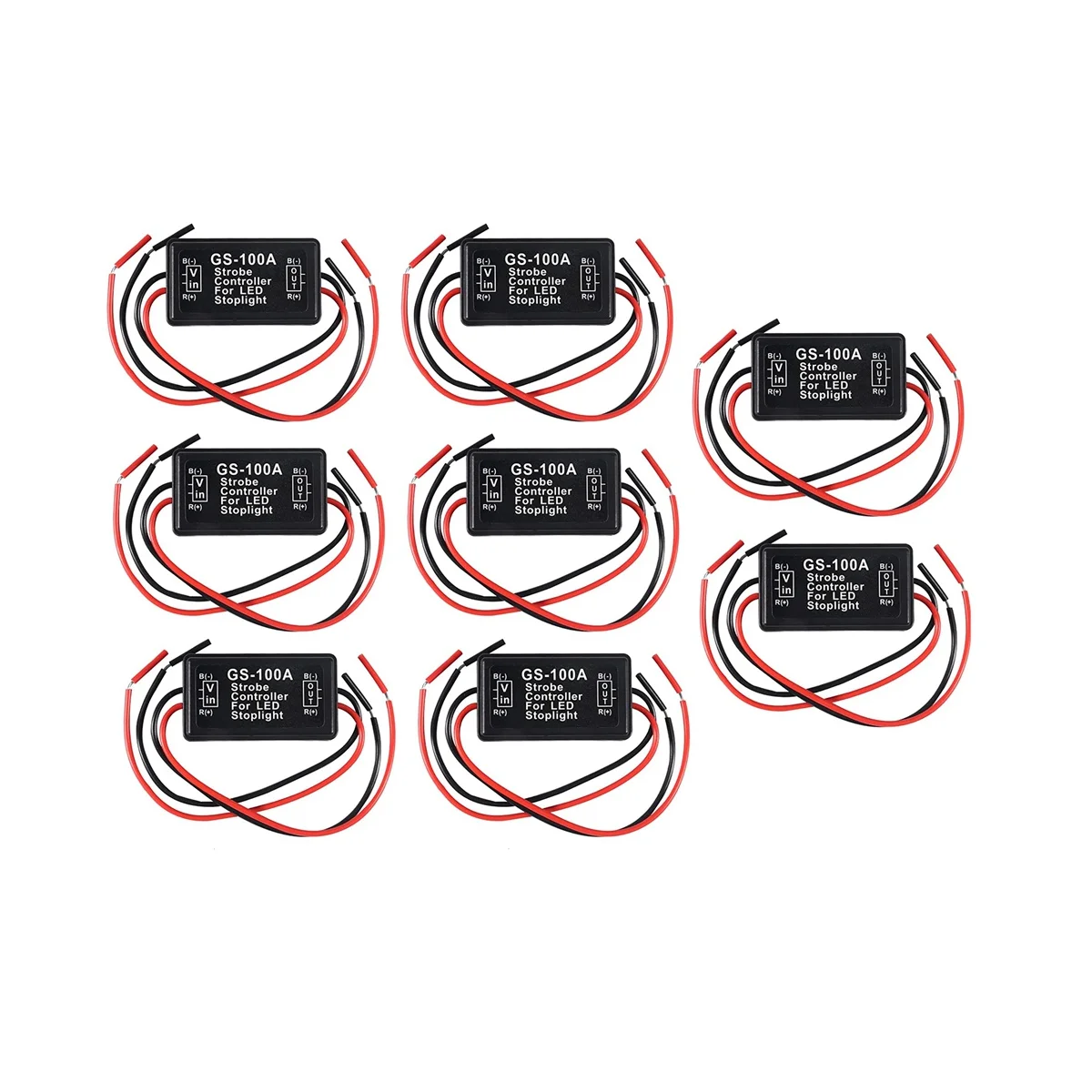 

GS-100A Brake Light Flasher Module, DC 12-24V 2A 24W High Brake Controller Tail Lamp Safety Prompt Controller 8Pcs