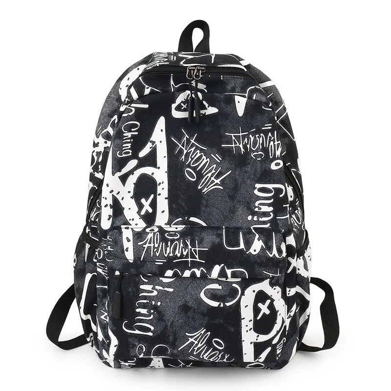 

Fashion Men Backpack Cool School Bags For Teenager Boys Camouflage Text Student Book Bag