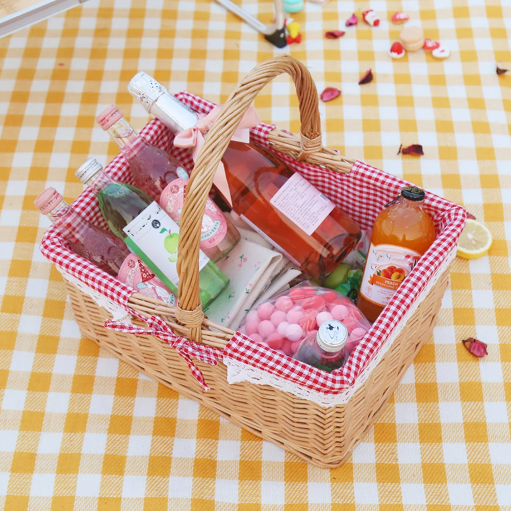 

1Pc Basket Practical Decorative Pastoral Style Pink Storage Basket Outdoor Storage for Studio Outdoor