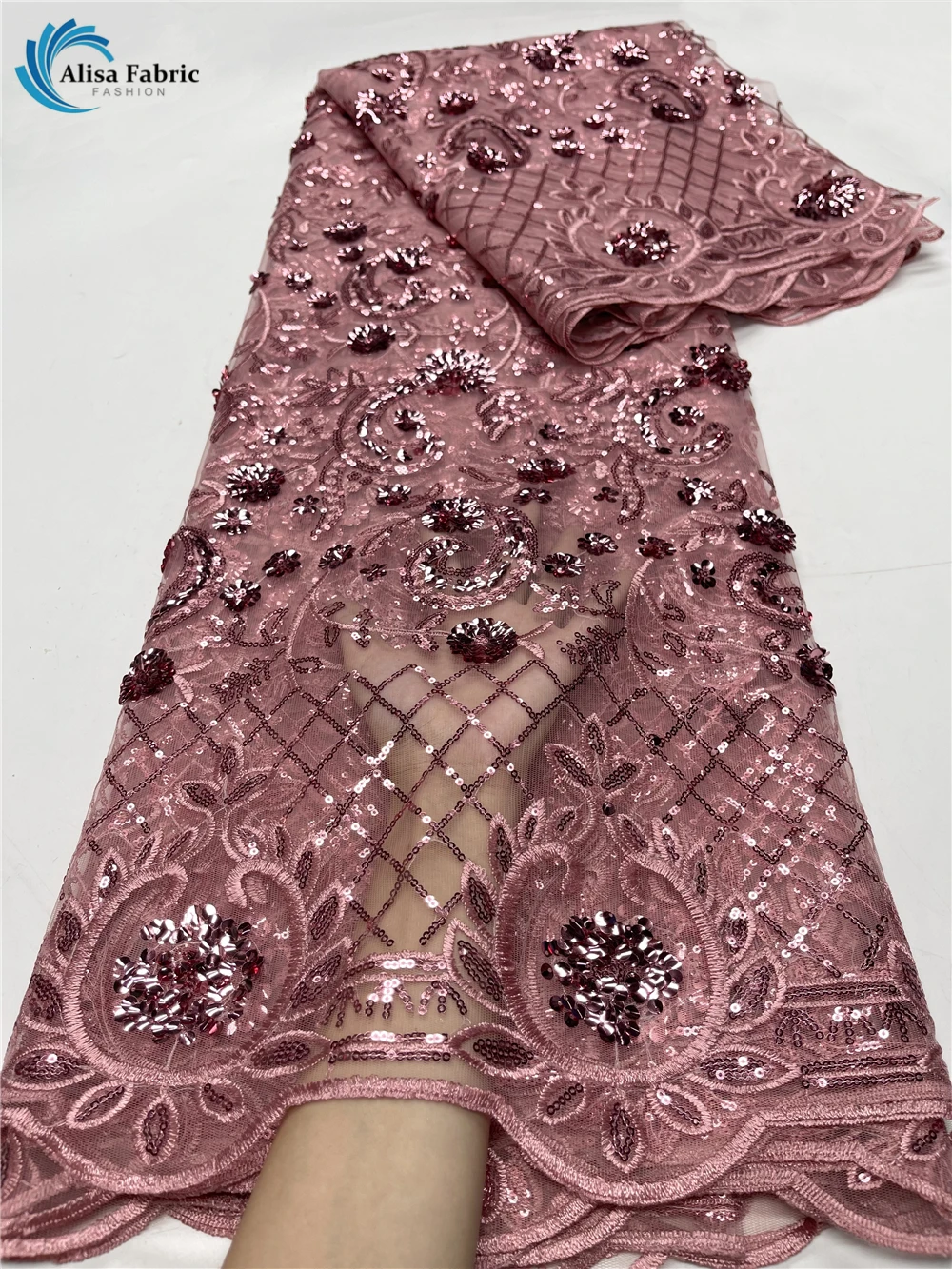 

French Tulle Lace Fabric 5yards Embroidered Nigerian Lace Fabric High Quality African Sequins Lace Fabric For Women Dress