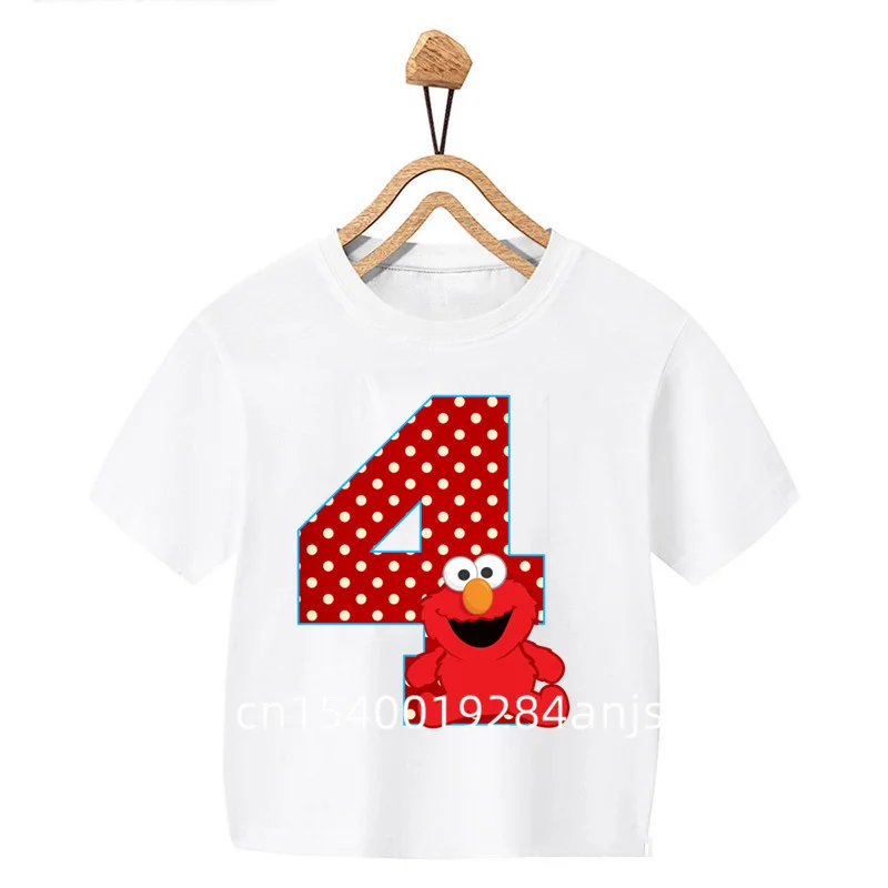 

Sesame Street Children's Cartoon Animal Number Birthday Gift T-Shirt Boy Girl Print Cute Clothes Custom Name Contact Seller