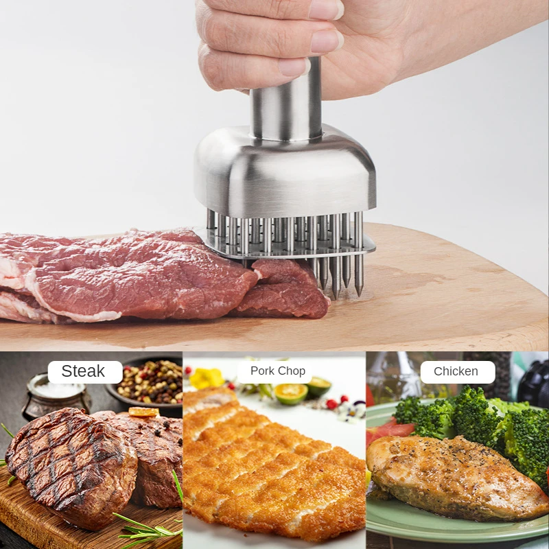 

Pine Needles Kitchen Utensils Rib Breaker Steak Needle 304 Stainless Steel Button Meat Tenderizer Meat Hammer Artifact Tools Bar