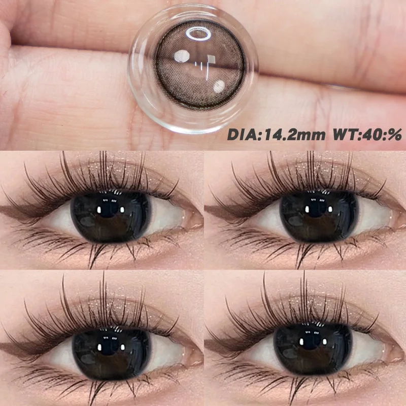 

2 шт./1 пара цветных контактных линз 14,2 мм, мягкие гидрофильные линзы, женские контактные линзы для красоты глаз при близорукости