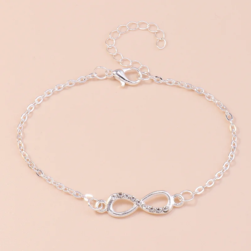 

Aihua Shiny Silver Color Crystal Inifinity Bracelet for Women Trend Chain Bracelets Wristband Jewelry Gifts