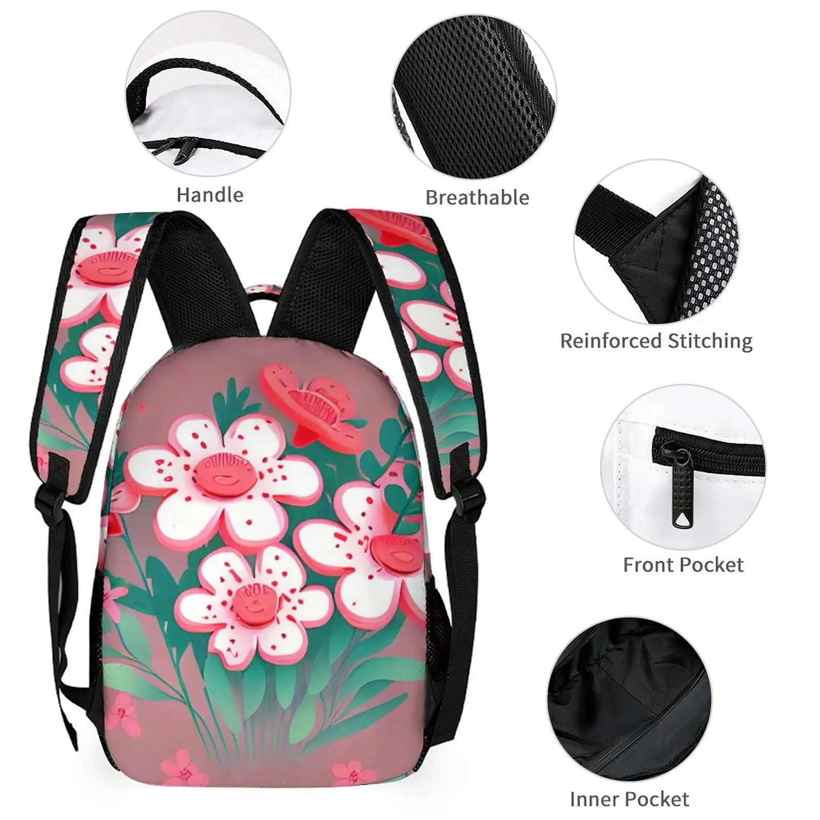 3D Printing Student Schoolbag Lunch Bag Backpack with Pencil Case Backpack with Hands-Free Umbrella Mochila