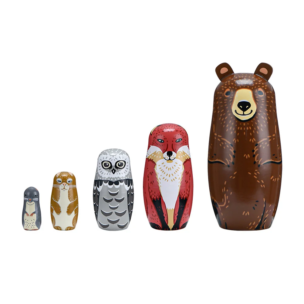 

Russian Stacking Wooden Nesting Babushka Stackable Figurines Wood Bird Figure