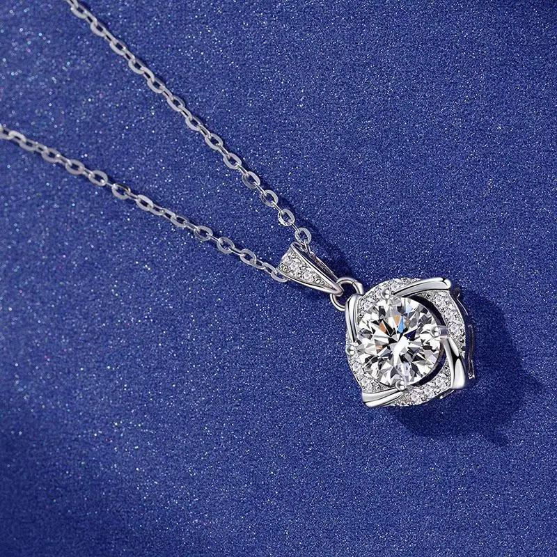 

Кулон LESF, 1,0 карат, с бриллиантами, круглой формы, 925, серебряное