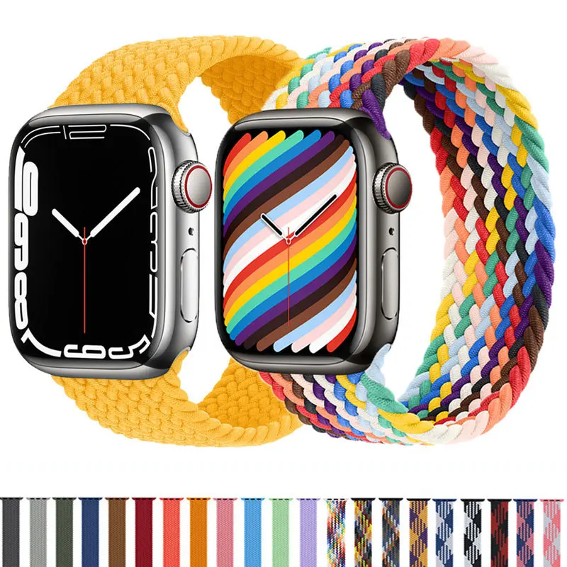 

Braided Solo Loop Strap For Apple Watch Band 44mm 40mm 45mm 41mm 42mm 38mm 44 Nylon Elastic Fabric Bracelet IWatch 3 4 5 SE 6 7