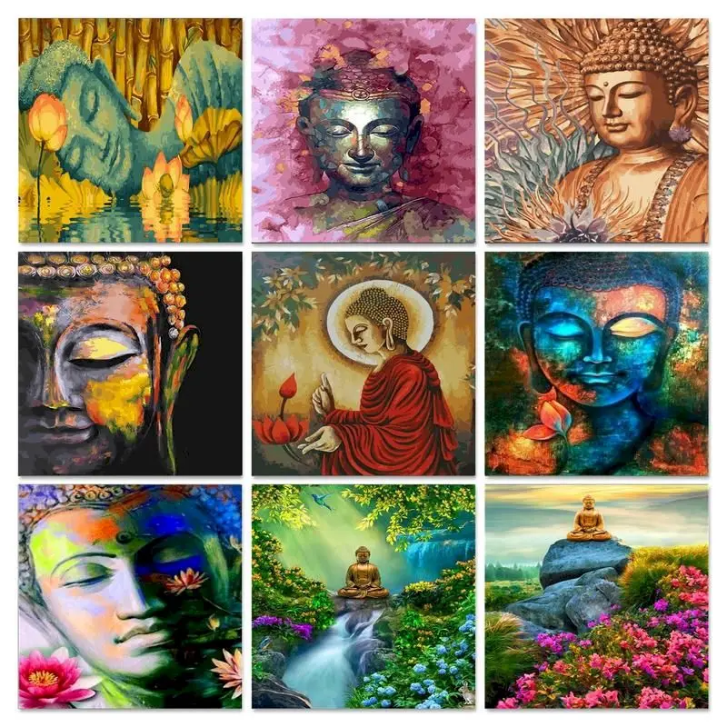 

RUOPOTY 60x75cm Oil Painting By Numbers Religious Drawing On Canvas Number Paiting Buddha Paint By Numbers Wall Art Decor