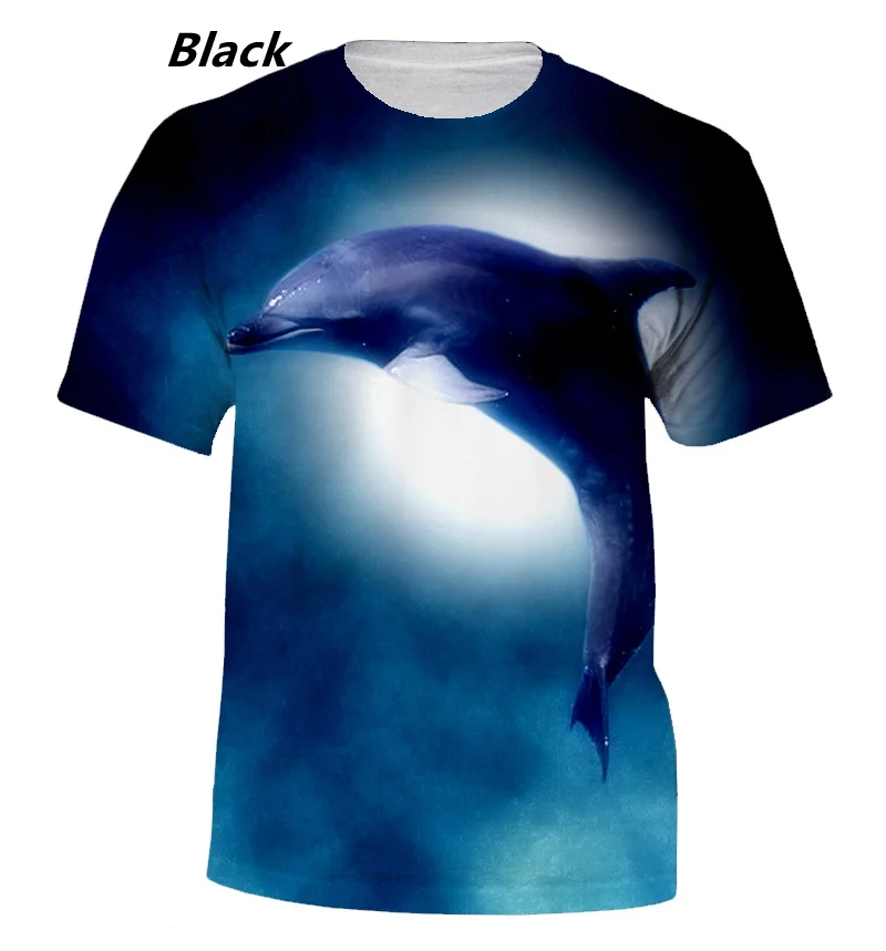 

New Men/women Casual Round Neck Short-sleeved T-shirt Fashion Dolphin Creative Design 3D Printing Funny T-shirt XS-5XL