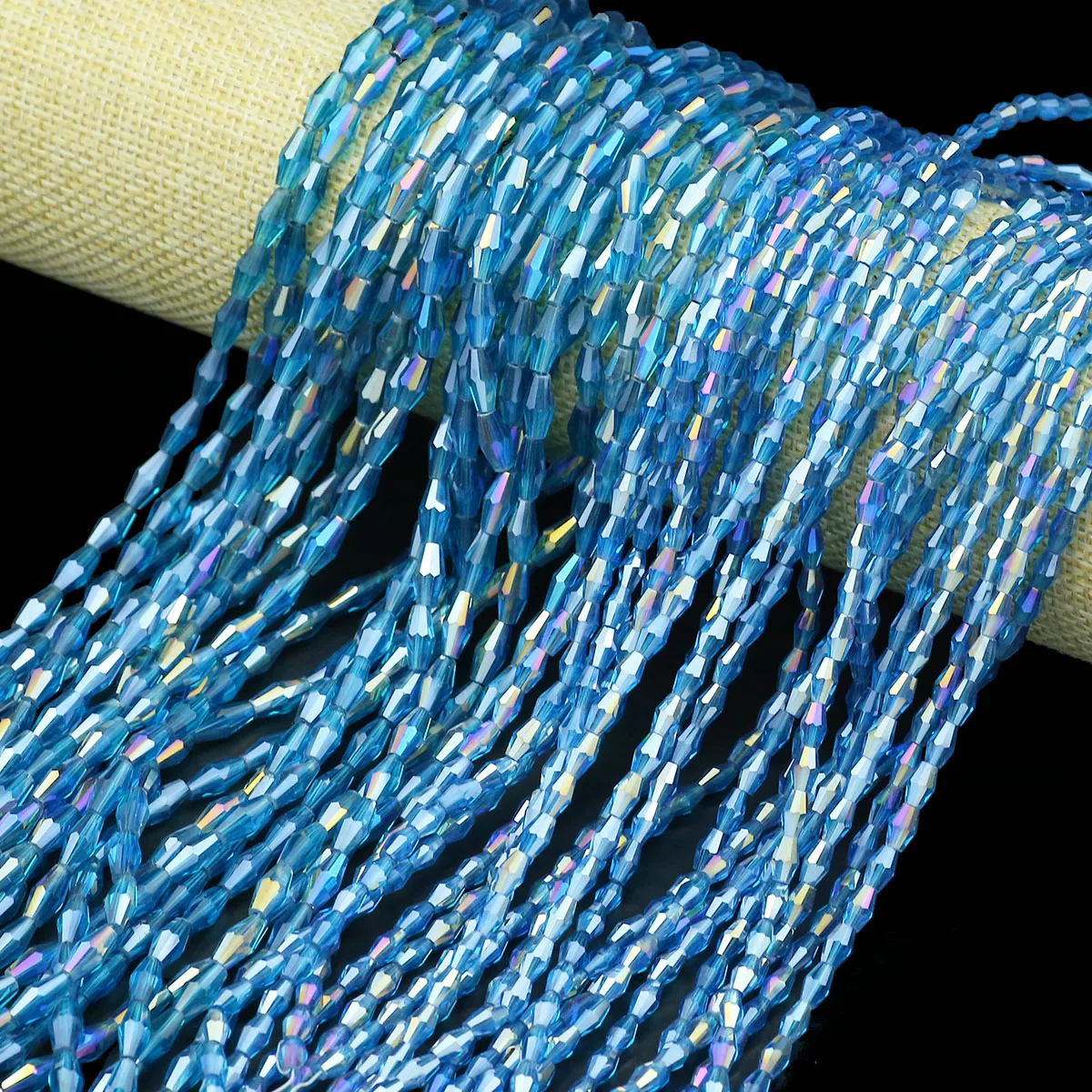 6/8 мм австрийский кристалл длинный биконус граненый павлин синий AB цвет