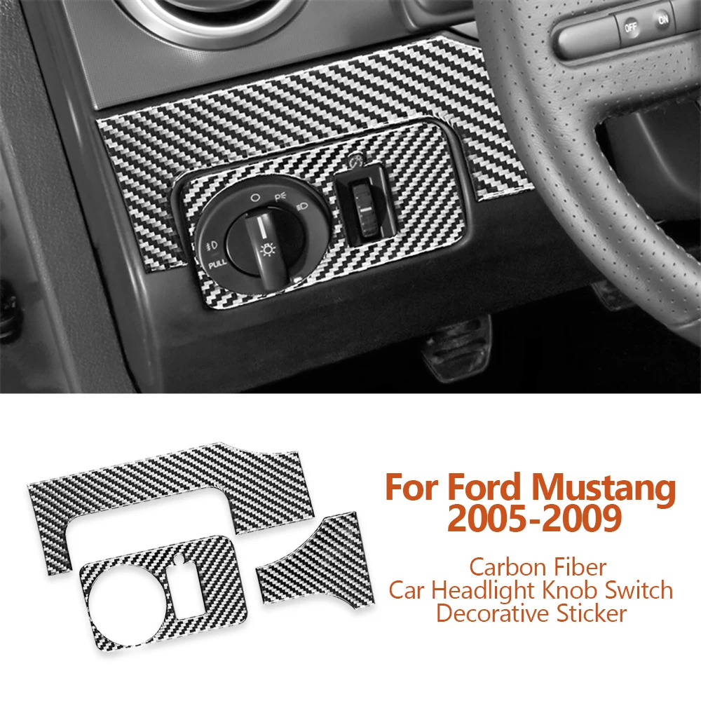 

For Ford Mustang 2005-2009 Car-Styling Carbon Fiber Car Headlight Knob Switch Decorative Sticker Auto Interior Modify Accesorios