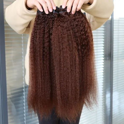 Светло-коричневый # 4-цветные пучки человеческих волос Virgin Remy с утком и кружевной фронтальной застежкой, странные прямые грубые яки, прозрачное кружево