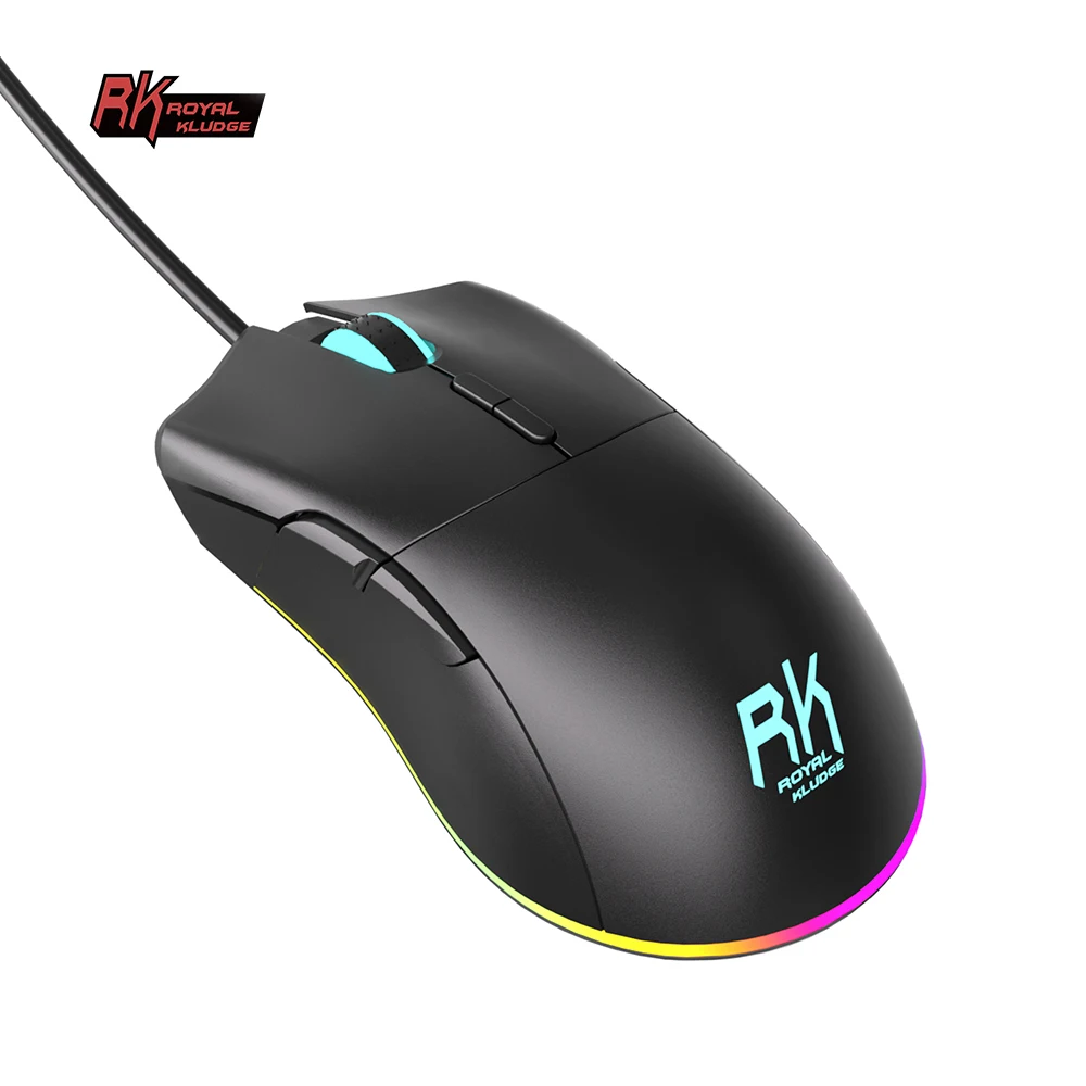 Проводная игровая мышь Royal Kludge RK168 для ПК с 7-клавишной RGB подсветкой 6200 DPI