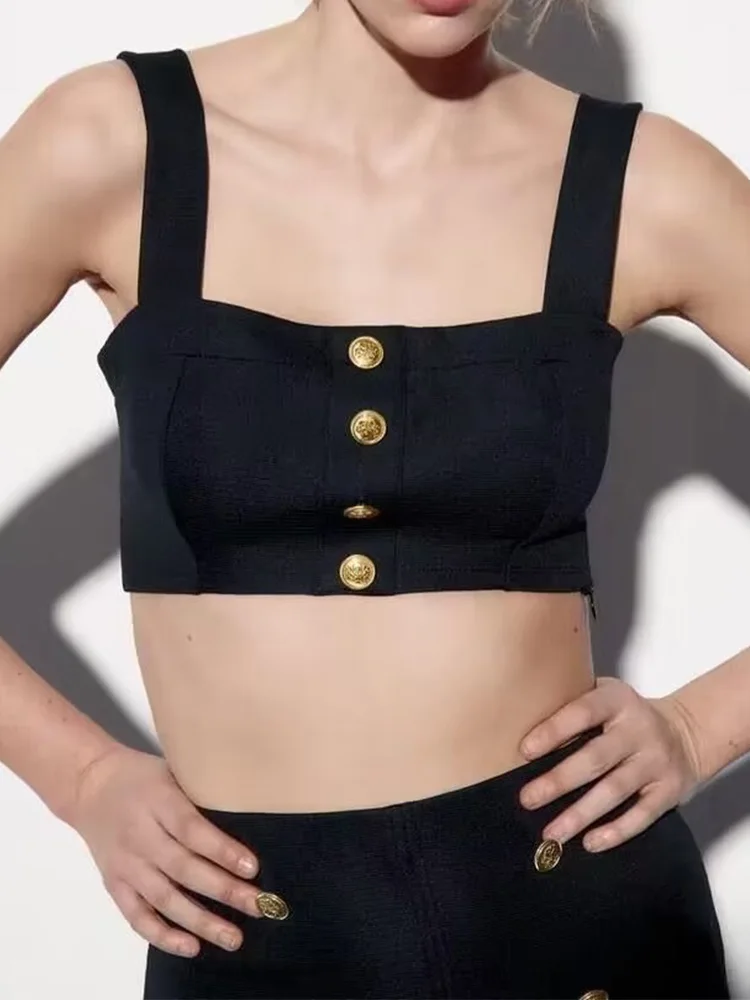 

Женские летние топы на пуговицах, модные однотонные суперкороткие трикотажные женские пикантные элегантные топы с боковой молнией, одежда ...