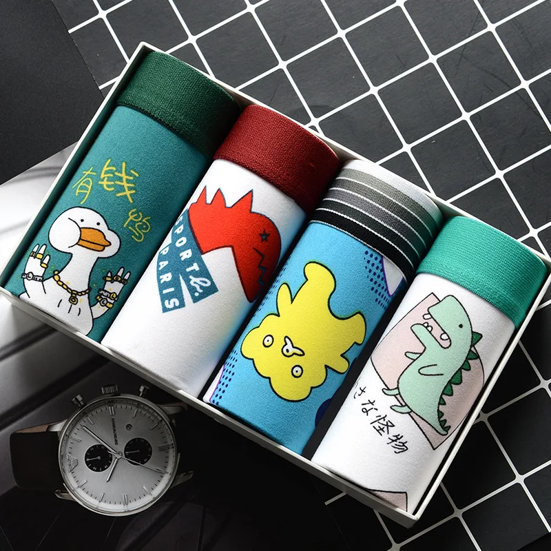 4Pcs/Lot Mens Underwear Boxers Fashion printed Panties Men's Underpants Boxer Comfortable Brand Boxershort Shorts