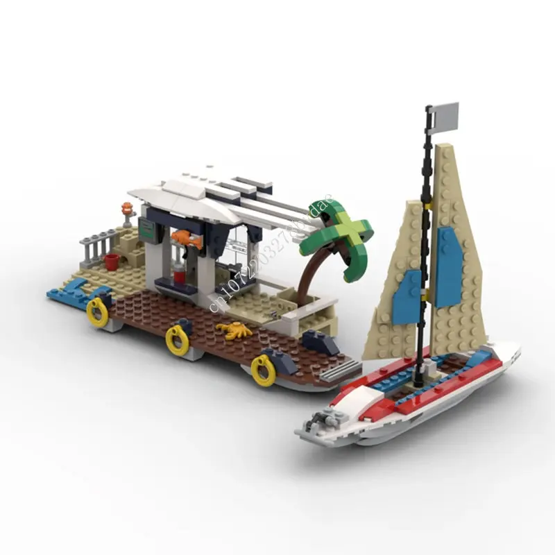 

333PCS Moc Building Blocks Street View Model Wharf and Sailboat Technical Bricks DIY Assembly Construction Toys For Childr Gifts
