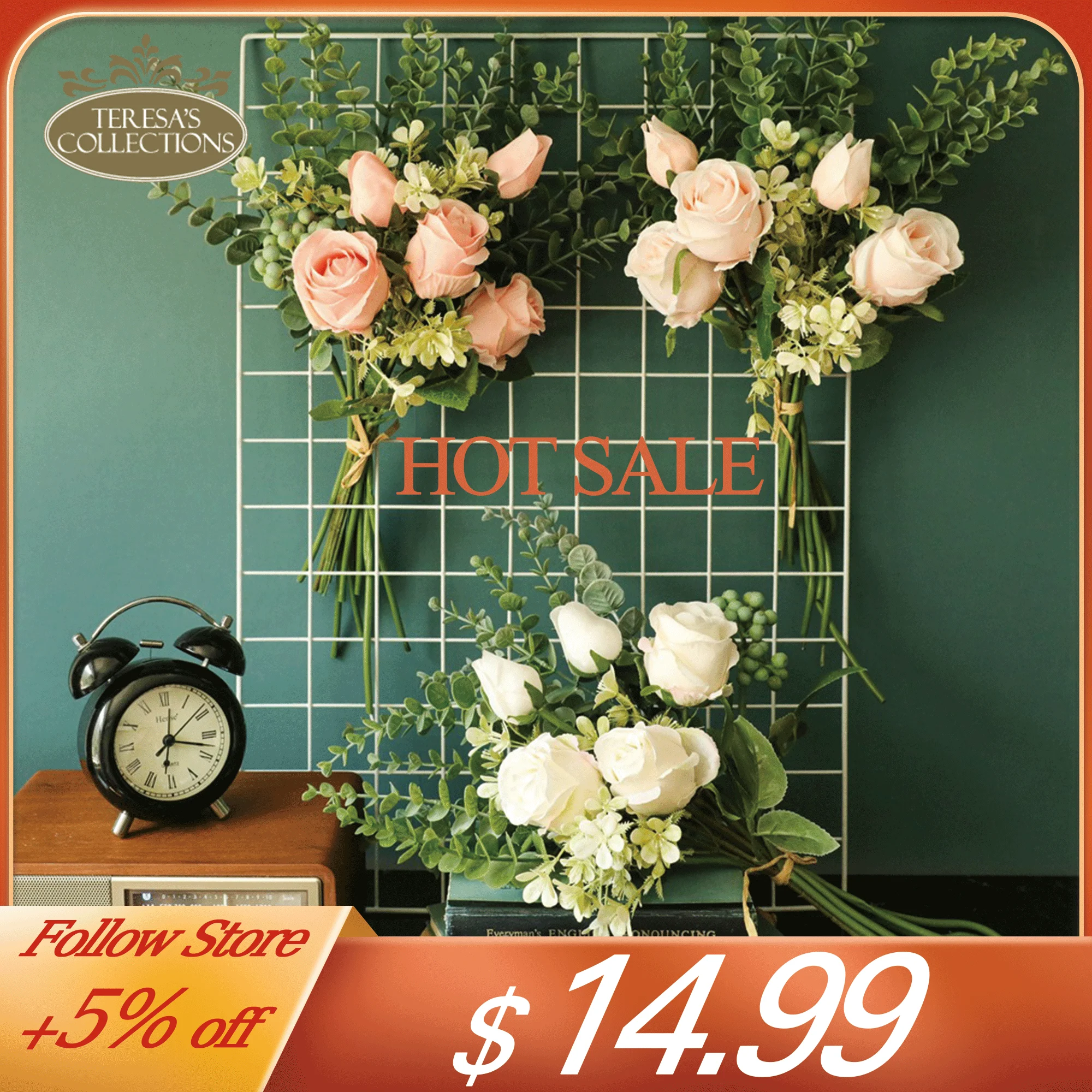 Rose Artificial Flowers Bouquet for Wedding Home Decor Silk Fake Pink Flower for Table Decoration Flower Arrangement Bulk