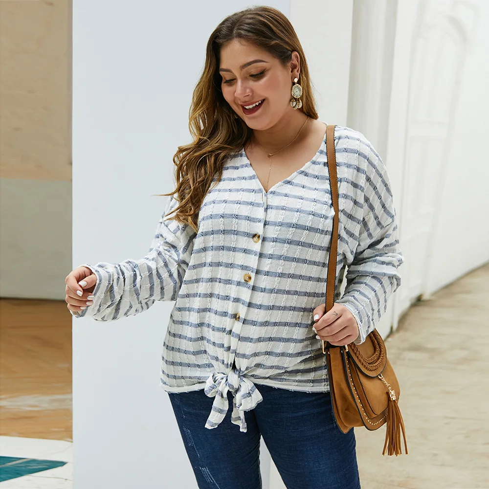 

Women's Autumn And Winter Striped Sexy Long-sleeved Sweater Tops In Europe And America