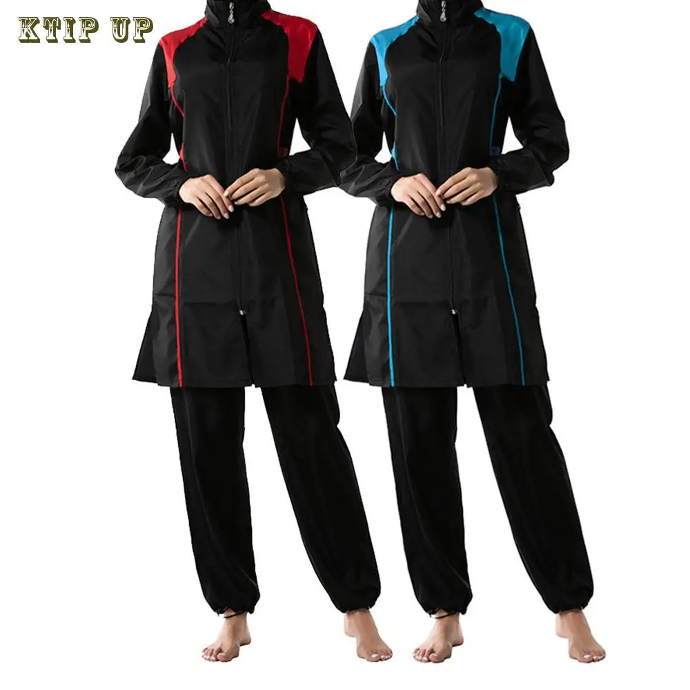 

Plus Size Modest Muslim Swimwear Hijab 3 Pieces Set Islamic Swimsuit Women Burkini Bathing Suit Beach Wear Full Cover Sportwear