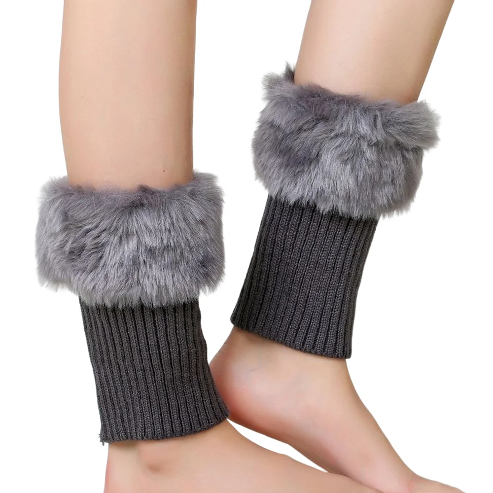 

Juniors Short Knitting Leg Warmers Winter Warm Soft Plush Opening Leg Warmers for Party Sports Casual Socks