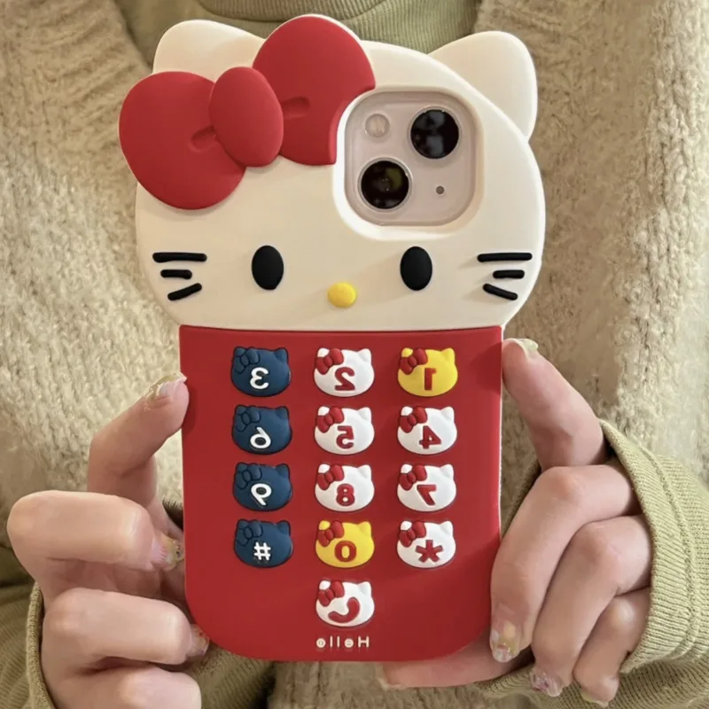 

3D Cartoon Sanrio Hello Kitty Cute Iphone Case For Iphone 14 13 12 11 Pro Max Fashion Funny Silicone Soft Back Phone Cases Cover