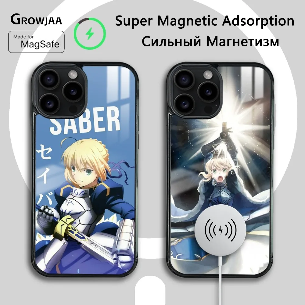 Чехол для телефона с аниме F-Fate Zero S-Saber iPhone 16 15 14 13 12 11 Pro Max Plus Mini новый зеркальный