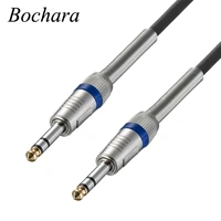 bochara 6 5mm to 6 5mm stereo audio cable male to male with spring coil protective for electric guitar mixer 1 8m 3m 5m 10m