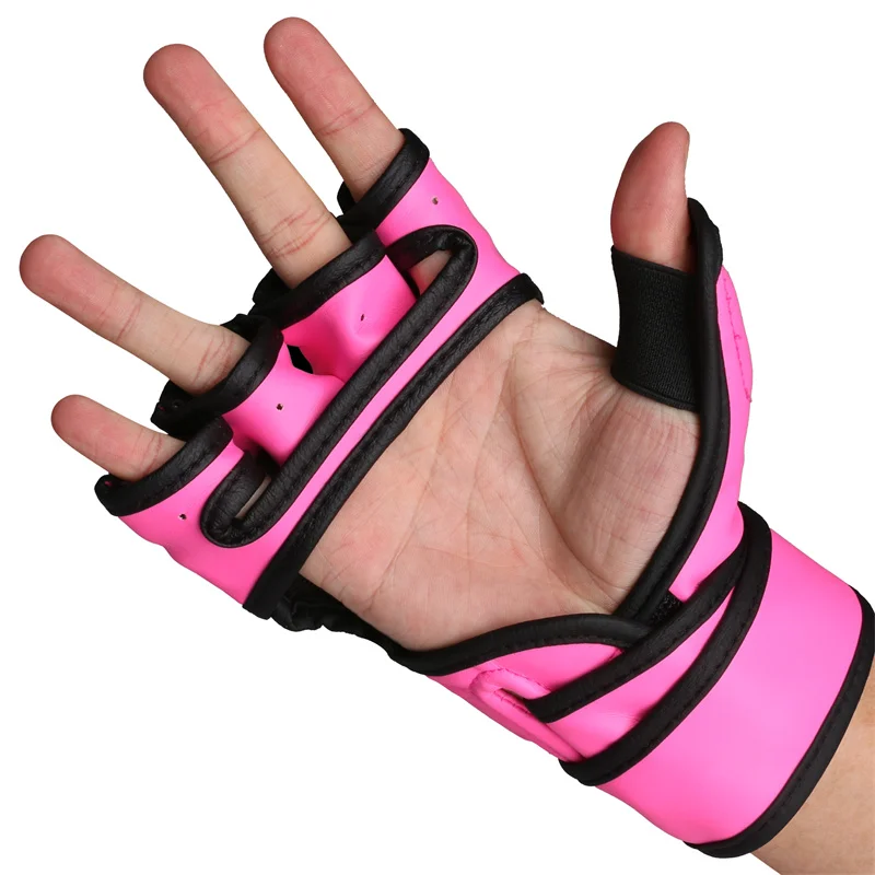 Half Finger Boxing Sparring Gloves PU Leather MMA Fighting Kick Boxing Karate Muay Thai Training Workout Guantes De Boxeo Men