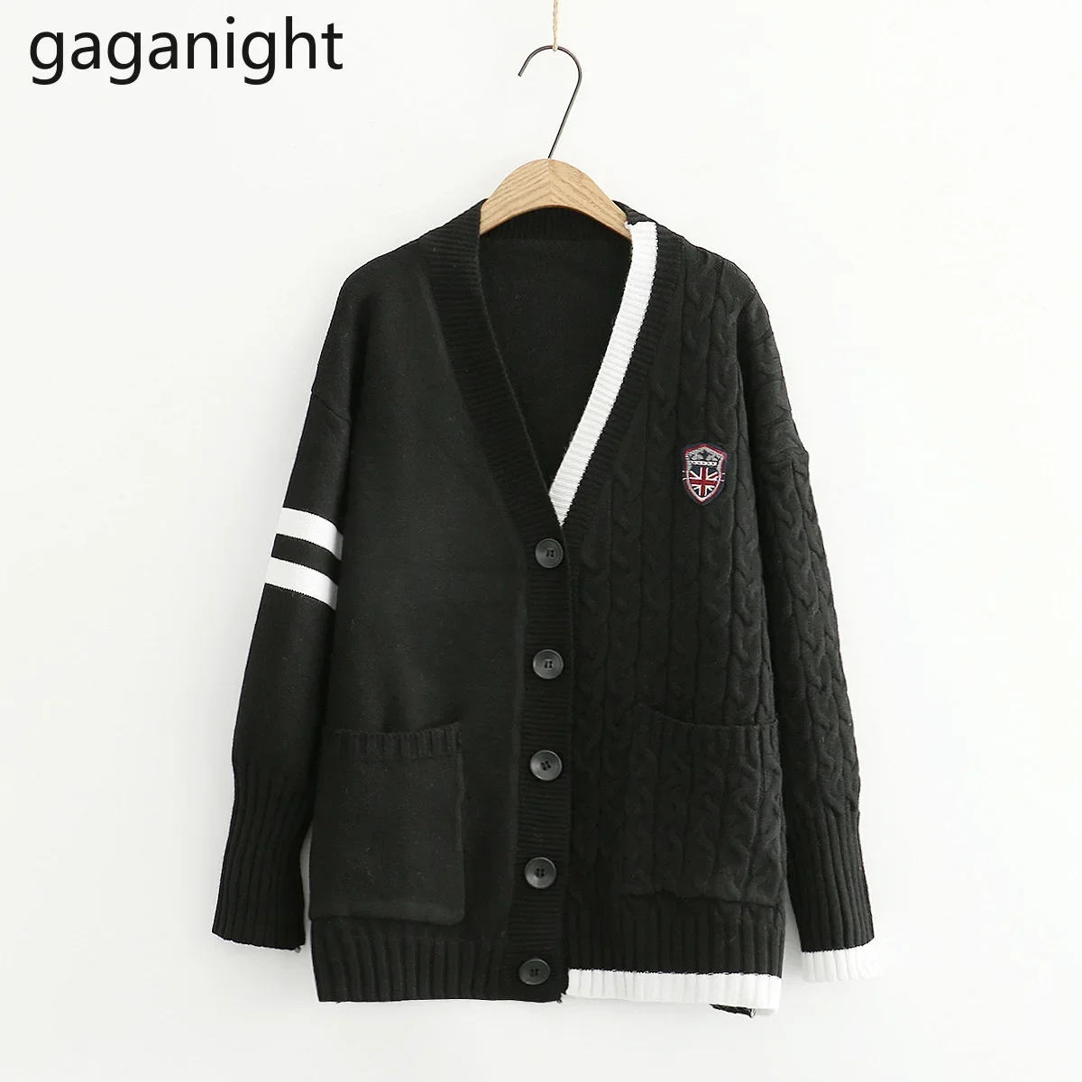 Gaganight Женский вязаный кардиган с косами на весну осень длинным рукавом модная