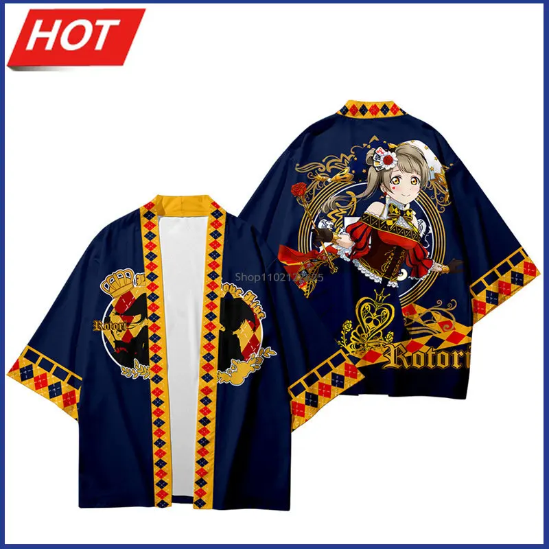 

LoveLive Sunshine Косплей юката кардиган кимоно Harajuku летняя уличная одежда традиционная хаори с коротким рукавом Куртка Оби