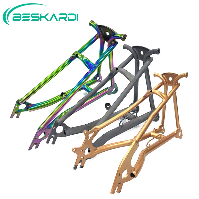 

Titanium Rear Triangle Folding Bike 16 20 Inch Rim Disc Brkae 112mm 130mm 135mm Bicycle Frame Accessories For Brompton 3Sixty