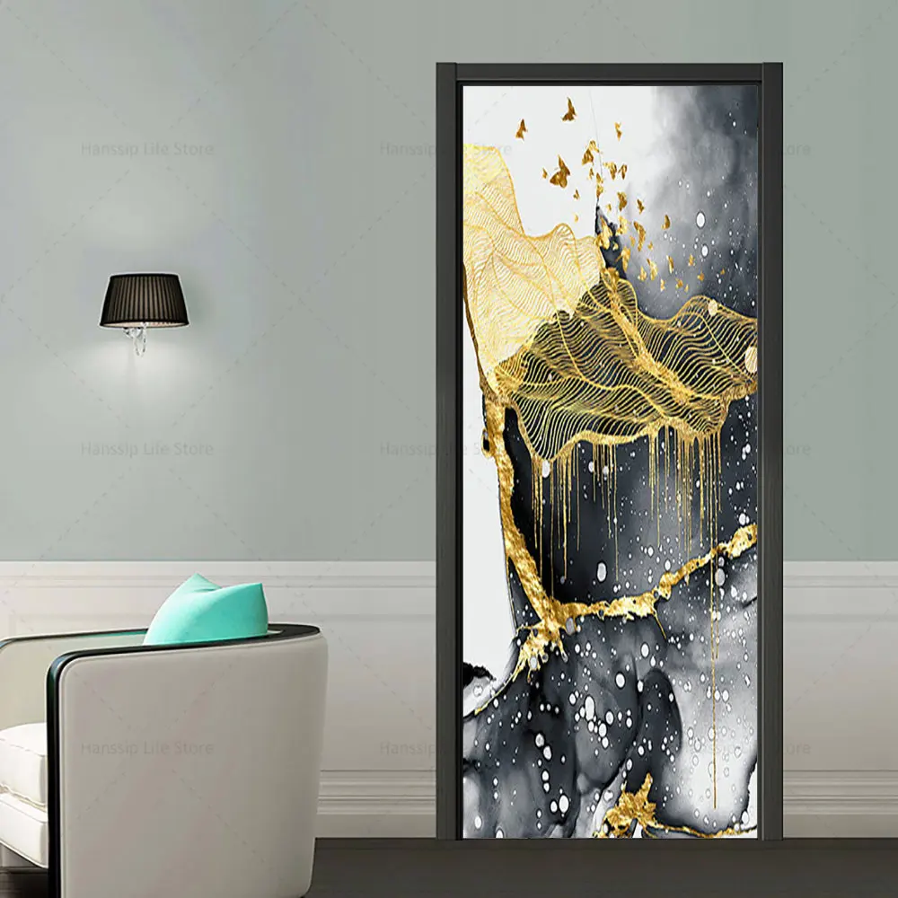 Стильная дверная наклейка виниловая Водонепроницаемая самоклеящаяся из ПВХ