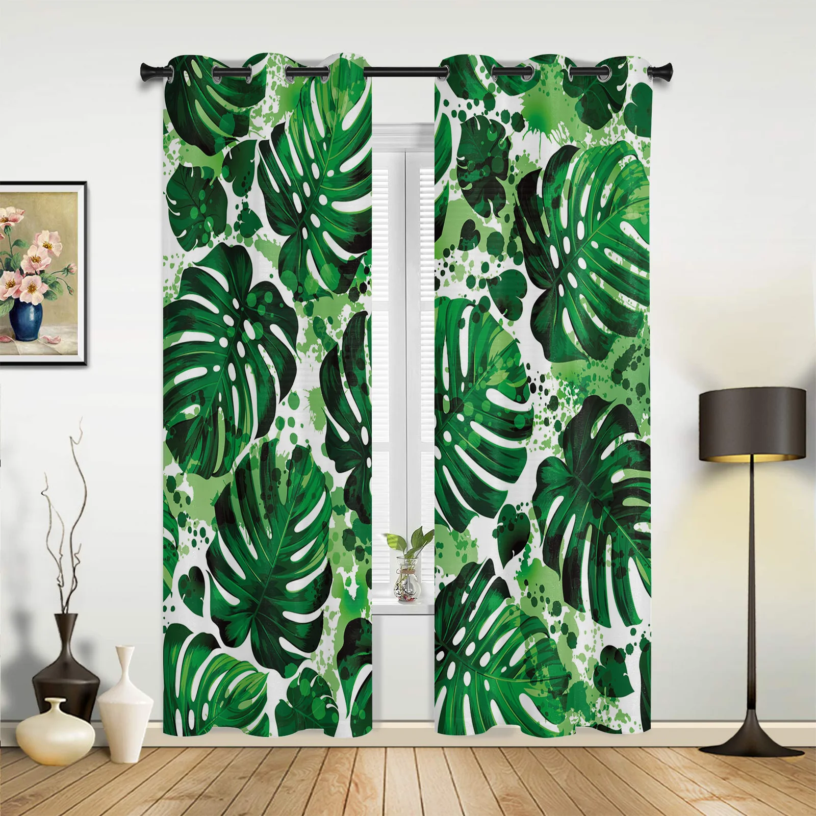 

Green Plant Turtle Leaf Curtains for Bedroom Living Room Drapes Kitchen Children's Room Window Curtain Modern Home Decor