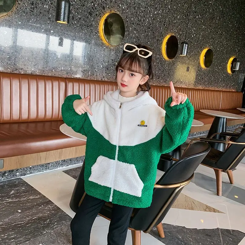 

Boutique Colorblock Thick Parkas for Kids Girls Children's Baby Autumn Winter Korean Fashion Casual Warm Cute Outerwear Coats