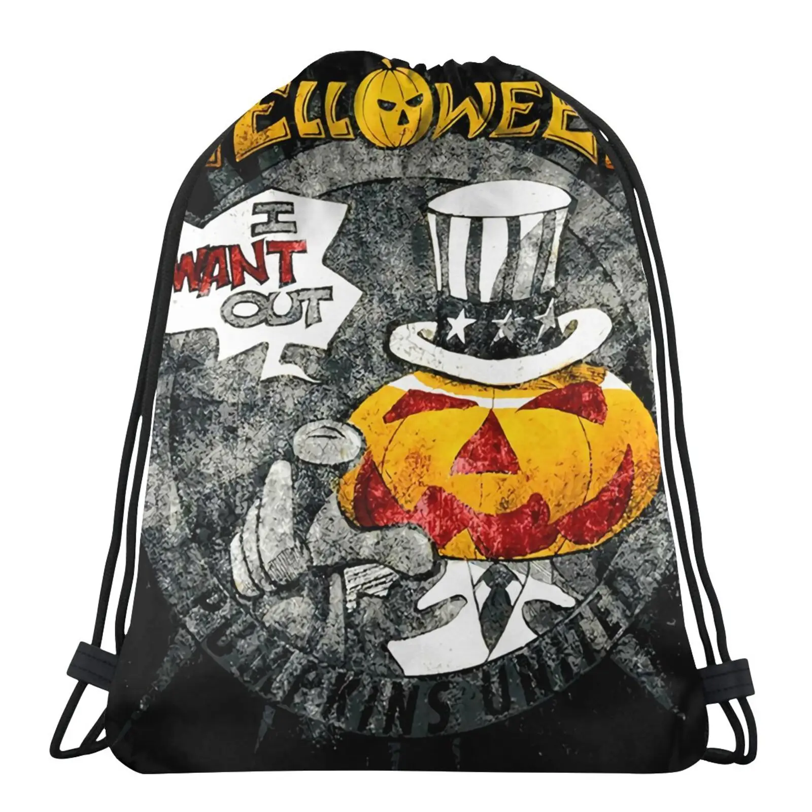 

Оригинальный рюкзак Helloween I Want Out, женская сумка из веревок, рюкзак на шнурке, мешок для пыли, сумка-ведро, упаковочная сумка в готическом стил...