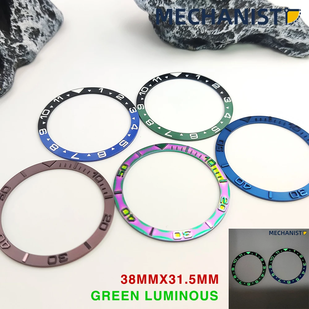 

Machinist - 38mm ceramic green luminous bezel colour-embossed watch bezel case insert ring inner diameter 31.5 fits 007 case