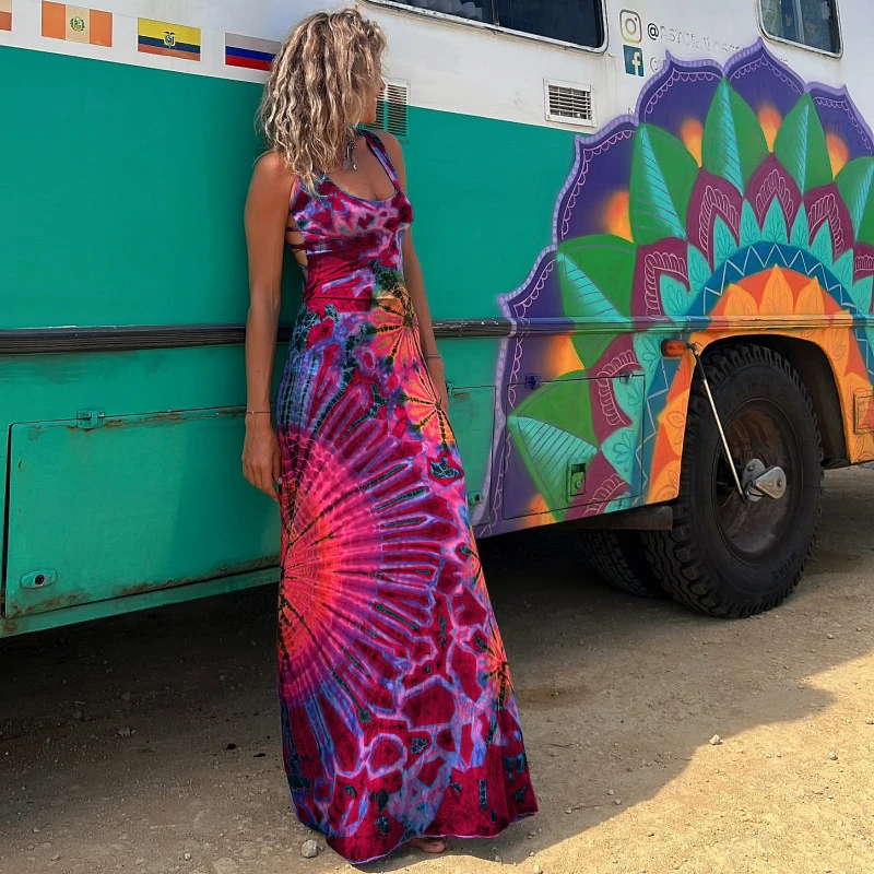 

Женское облегающее платье с принтом, Новое Привлекательное платье с открытой спиной, женское платье без рукавов на бретелях-спагетти с U-образным вырезом и высокой талией, лето 2023