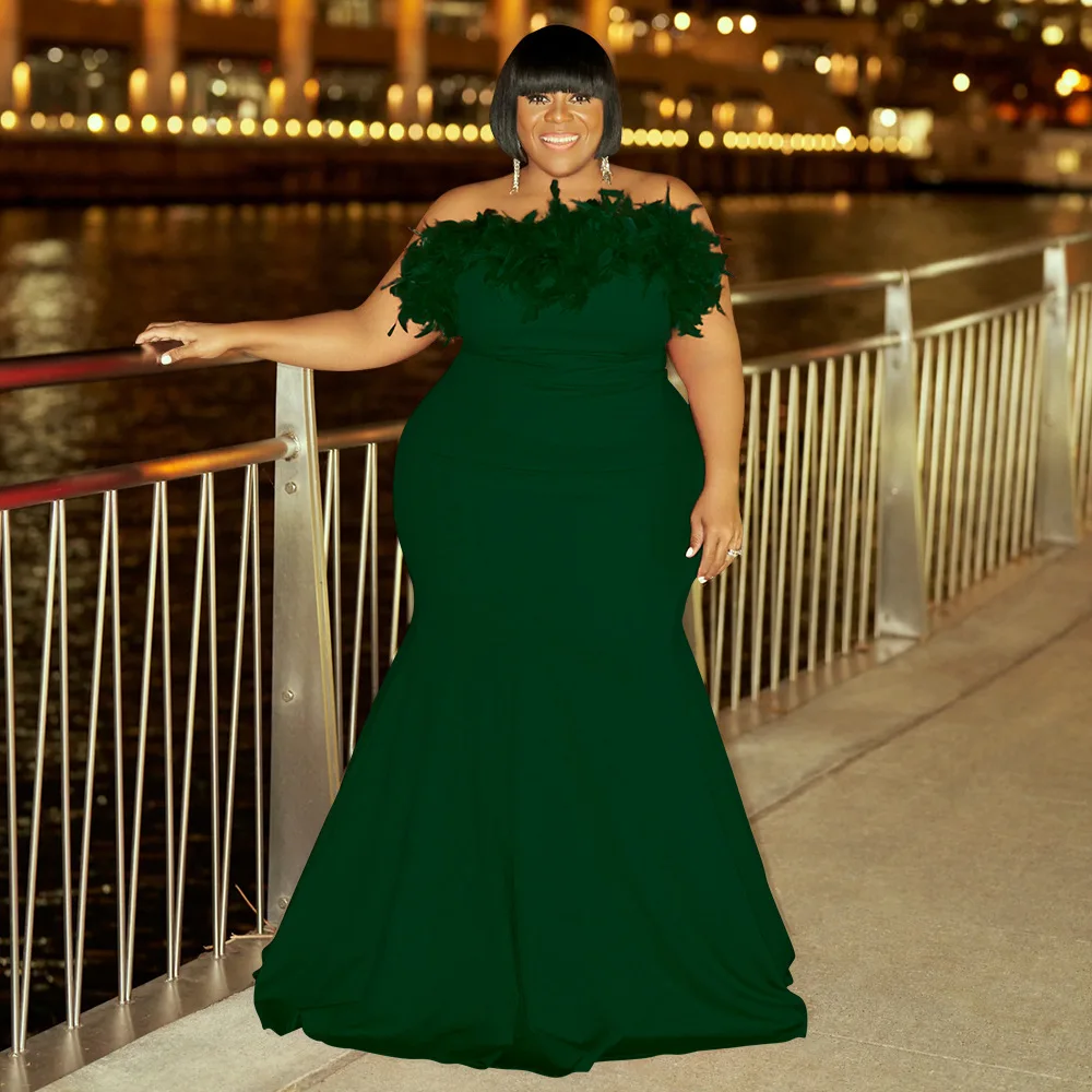 Evening Dress 2022 Novelty Plus Size Women's Clothing Designer Dress Women Luxury Runway Solid Slim Fit Strapless Floor-Length