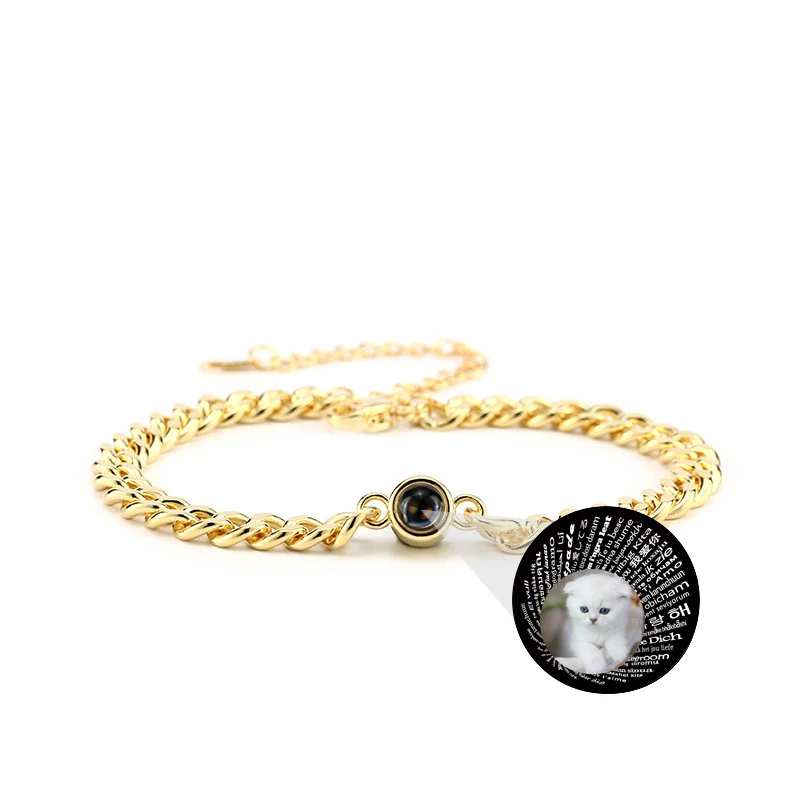 Couple Cuban Chain Projection Bracelet Customization Photo Men Jewelry Nice Gifts For Dad's Boyfriend Drop Shipping