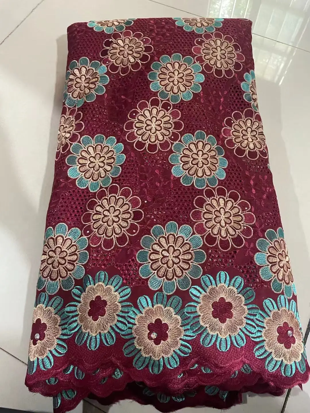 Хлопковая нигерийская швейцарская кружевная ткань высокого качества 2024 5 ярдов