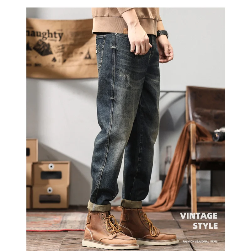 Men Clothing 2022 New Pattern Recreational Vintage Broad Leg Blue Jeans Straight Cylinder Large Loose Cargo Pants Autumn Femal