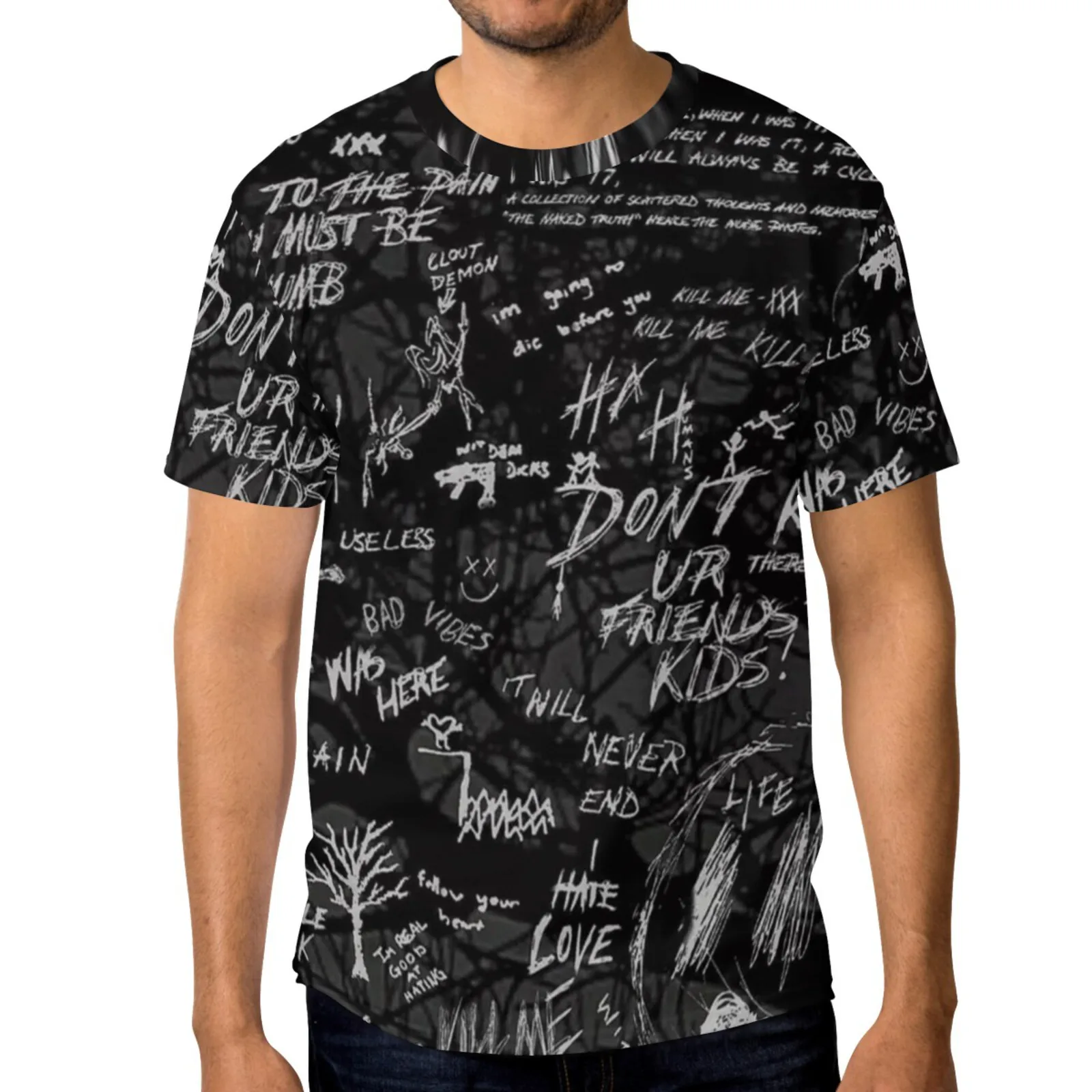 

Футболка мужская с 3d-надписью, Модный повседневный Топ, полиэстер, с коротким рукавом, с круглым вырезом, в стиле хип-хоп, уличная одежда, чер...