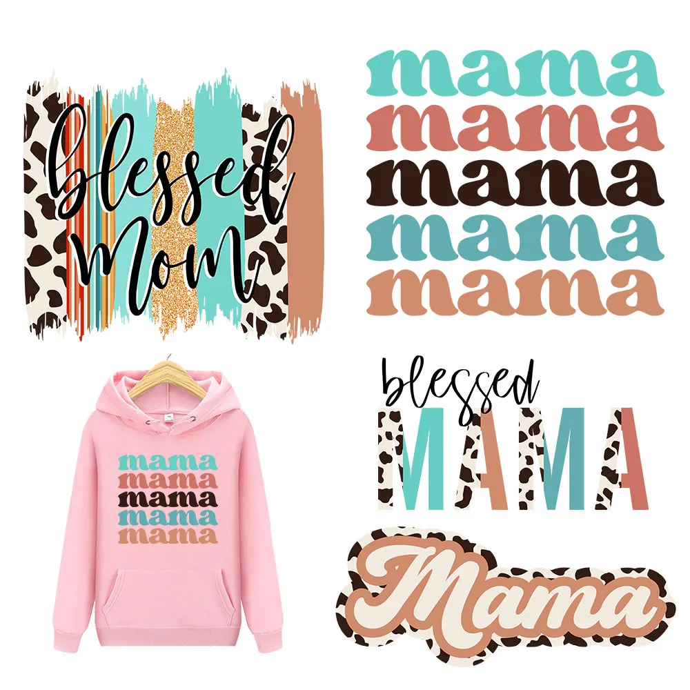 Blessed Mama Heat Transfer For Clothing Thermal Stickers Transfert Thermocollants T-shirt Dress Parches Termoadhesivos Decals