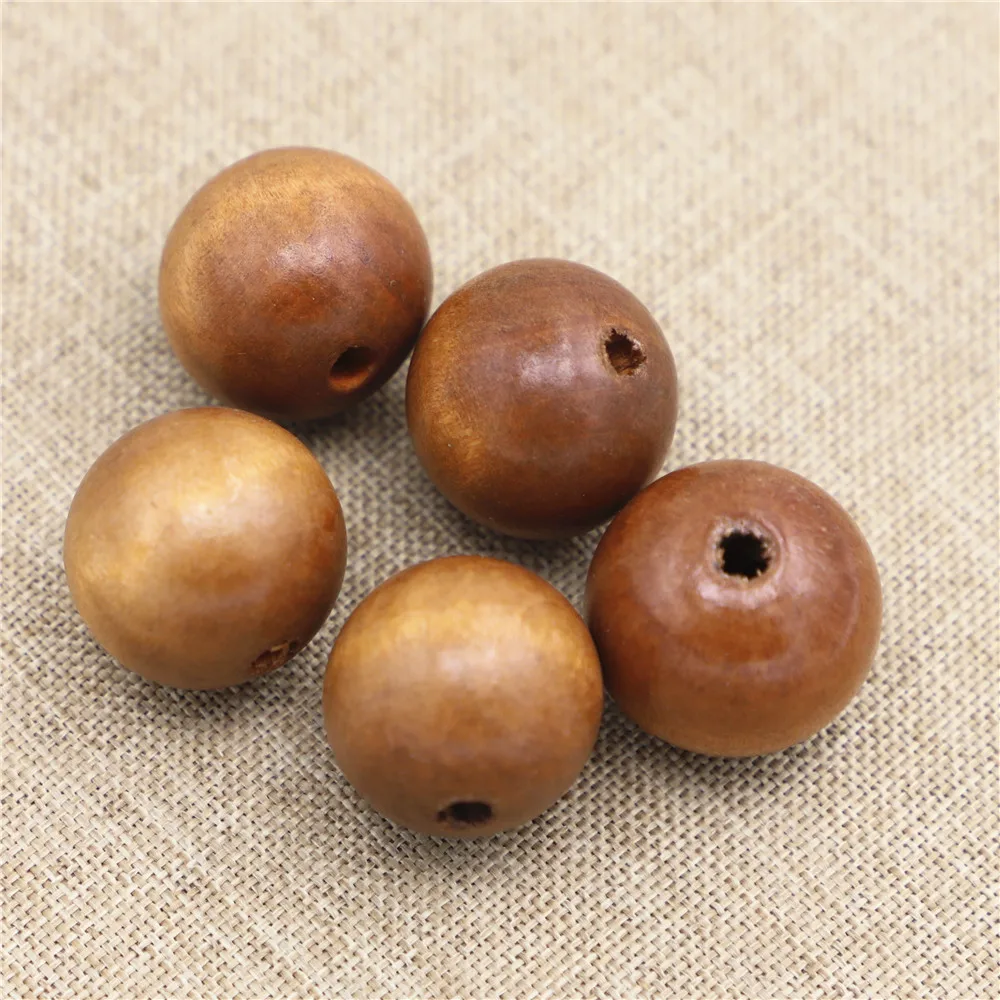 Новый дизайн деревянных натуральных круглых бусин с большим отверстием, 25 мм, для создания украшений: браслетов, ожерелий. 50 штук.