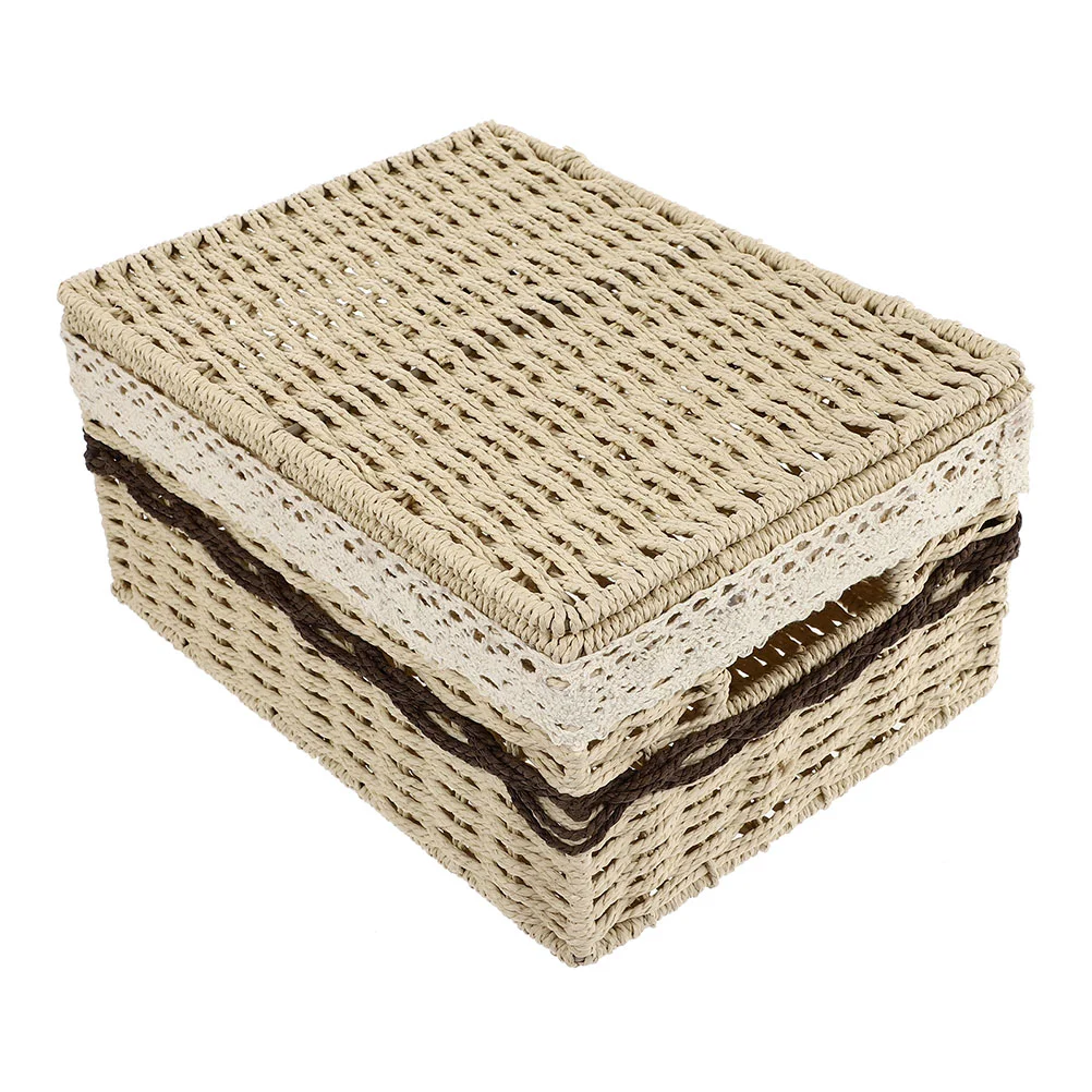 

Bathroom Toiletries Basket Lidded Cosmetics Holder Rectangular Sundries Organizer