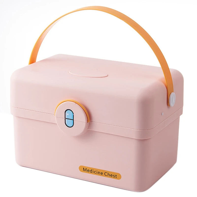 

Plastic Storage Box Organizer Multi-Functional Portable Medicine Cabinet Family Emergency Kit Box -C