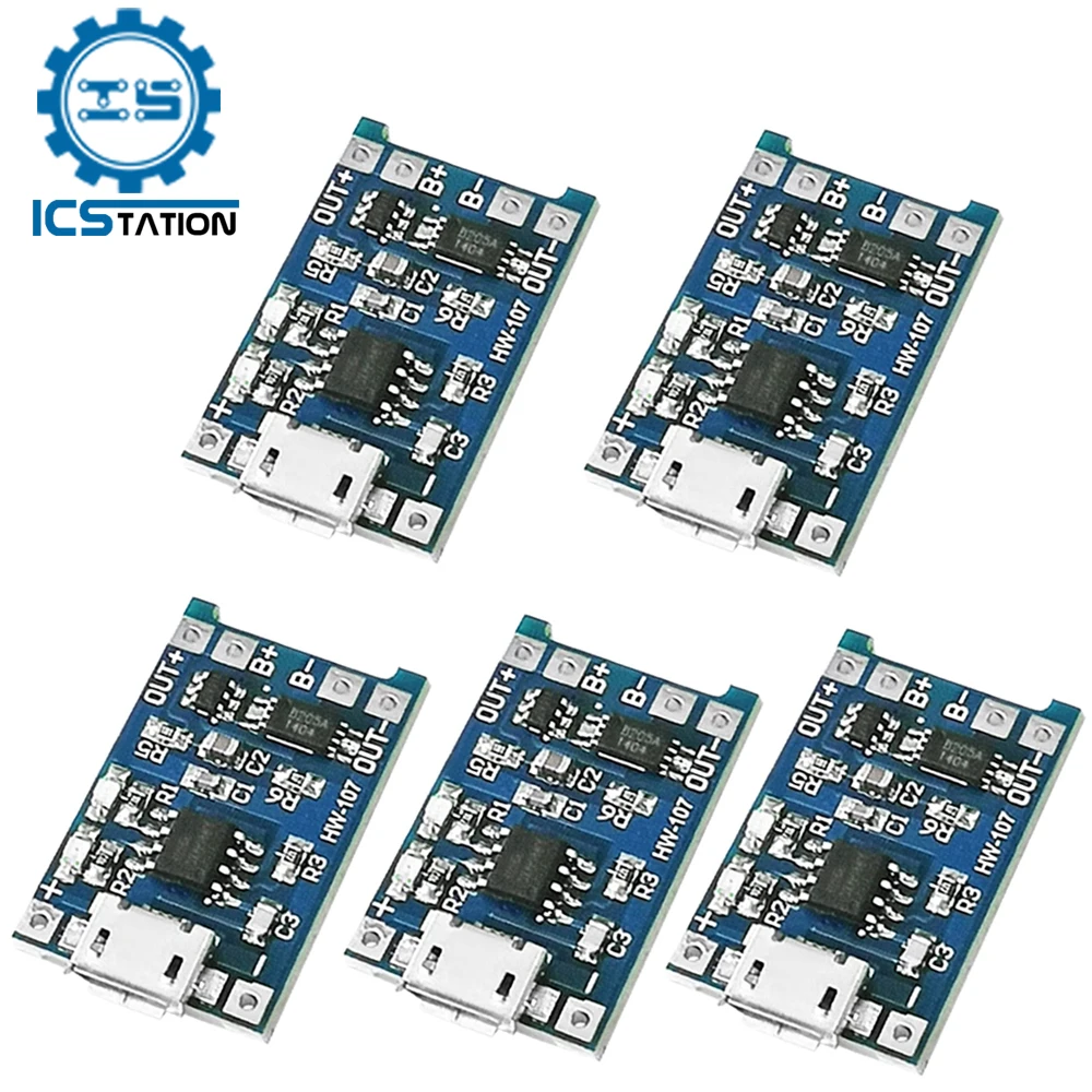 

5pcs 5V 1A Micro USB 18650 Lithium Battery Charging Board Charger Voltage Over Discharge Protection Integrated Module