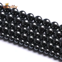 a quality black hematite beads natural stone round loose beads for jewelry making diy bracelets accessories 3 4 6 8 10 12mm 15